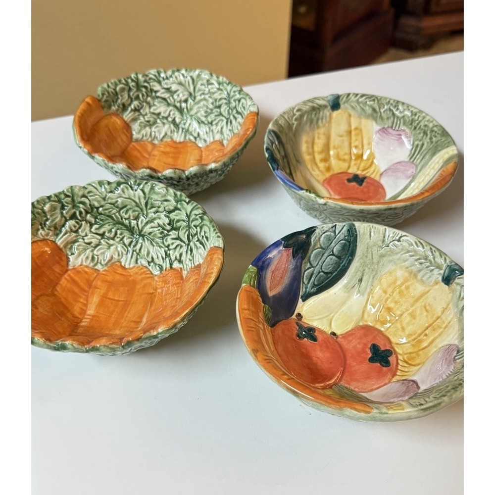 1991 Fitz‎ & Floyd 5 3/8" Carrot And Vegetable Garden Bowls - Thanksgiving